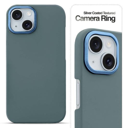 Stone Like Matte Finish Back Case for Apple iPhone 15 Plus , Detachable Camera Ring