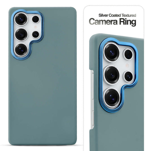 Stone Like Matte Finish Back Case for Samsung S24 Ultra 5G , Detachable Camera Ring
