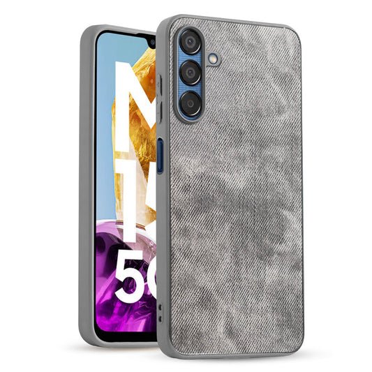 Classic Denim Finish Back Case for Samsung M15 5G with Raised Camera Edges & Micro-Fiber Lining