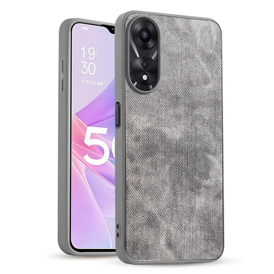 Classic Denim Finish Back Case for Oppo A78 5G with Raised Camera Edges & Micro-Fiber Lining