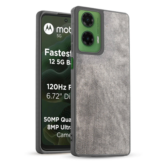Classic Denim Finish Back Case for Motorola G35 5G with Raised Camera Edges & Micro-Fiber Lining