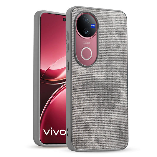 Classic Denim Finish Back Case for Vivo V50 5G with Raised Camera Edges & Micro-Fiber Lining