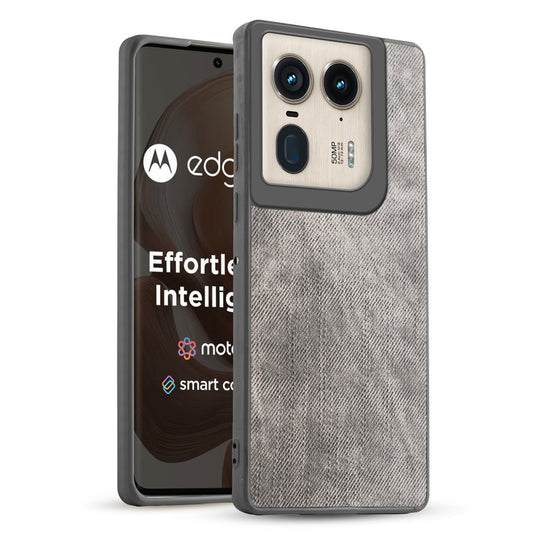 Denim Jeans Cloth Back Cover Case for Motorola Moto Edge 50 Ultra 5G