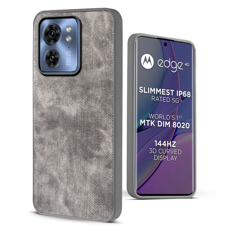 Denim Jeans Cloth Back Cover Case for Motorola Moto Edge 40 5G