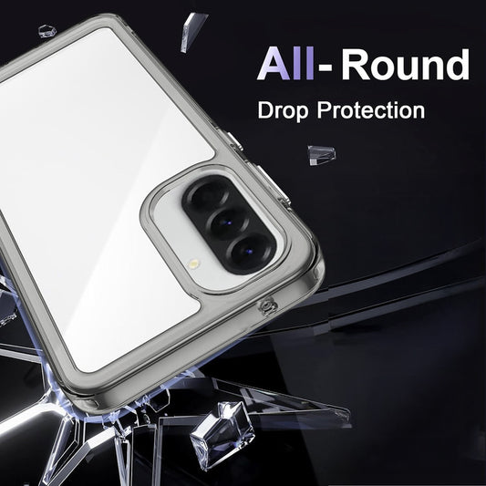 Minimalist Transparent Hard Case For Samsung A56 5G with Silver Button Detailing & Camera Protection Edges