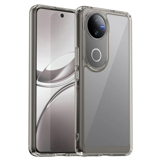 Minimalist Transparent Hard Case For Vivo V50 5G with Silver Button Detailing & Camera Protection Edges
