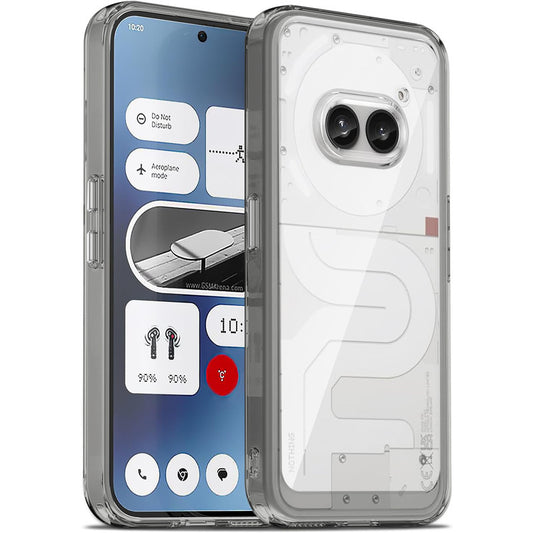 Minimalist Transparent Hard Case For Nothing Phone 2A with Silver Button Detailing & Camera Protection Edges