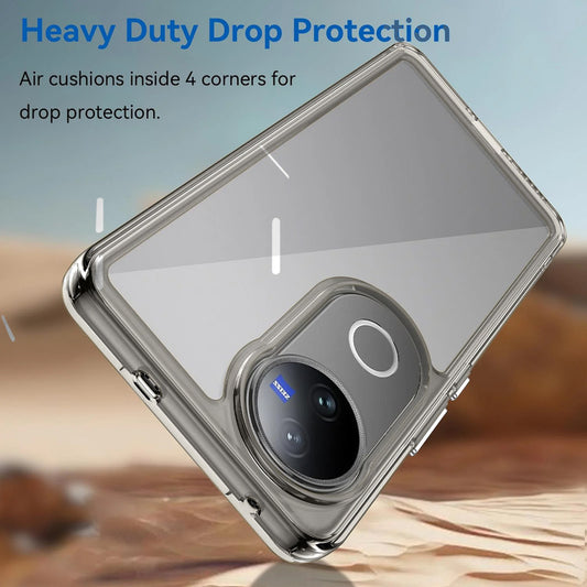 Minimalist Transparent Hard Case For Vivo V50 5G with Silver Button Detailing & Camera Protection Edges