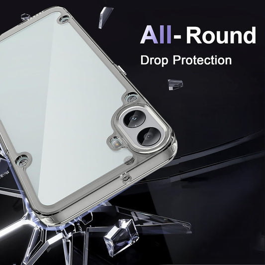 Minimalist Transparent Hard Case For CMF Nothing Phone 1 with Silver Button Detailing & Camera Protection Edges