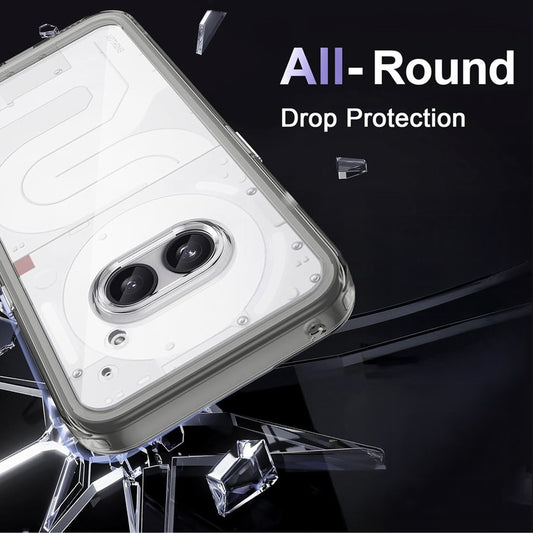 Minimalist Transparent Hard Case For Nothing Phone 2A with Silver Button Detailing & Camera Protection Edges