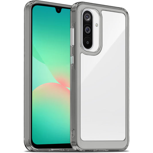 Minimalist Transparent Hard Case For Samsung A26 5G with Silver Button Detailing & Camera Protection Edges