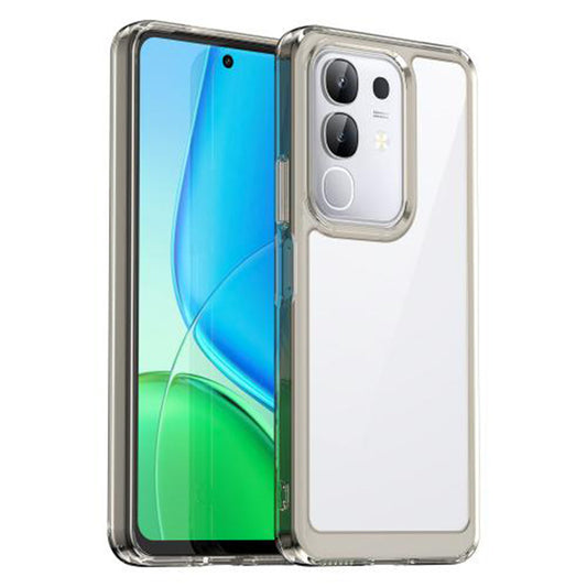 Minimalist Transparent Hard Case For iQOO Z10x 5G with Silver Button Detailing & Camera Protection Edges