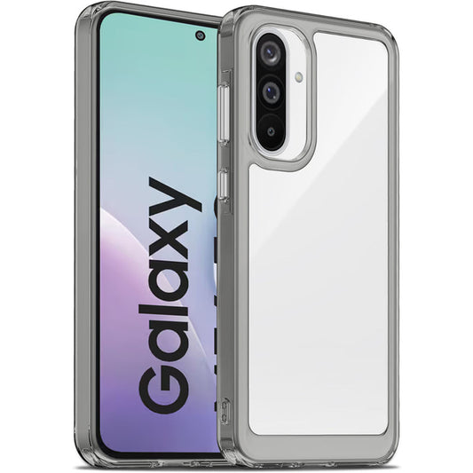 Minimalist Transparent Hard Case For Samsung M56 5G with Silver Button Detailing & Camera Protection Edges