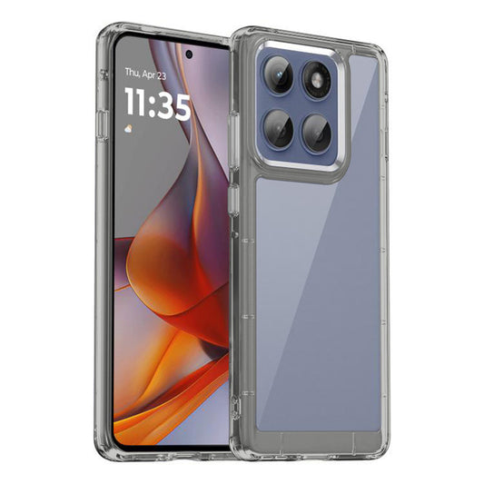 Minimalist Transparent Hard Case For Motorola Edge 60 Pro 5G with Silver Button Detailing & Camera Protection Edges