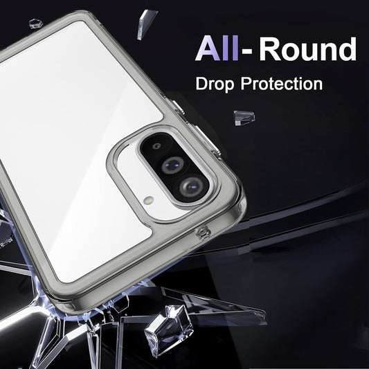 Minimalist Transparent Hard Case For Samsung F56 5G with Silver Button Detailing & Camera Protection Edges