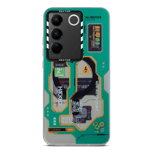 Mechanical Circuit Sector Print Hard Back Cover For Vivo V27 5G