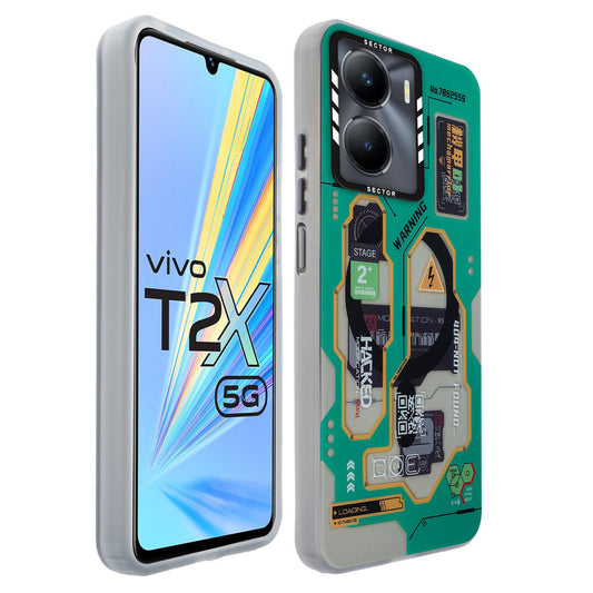 Mechanical Circuit Sector Print Hard Back Cover For Vivo T2x 5G