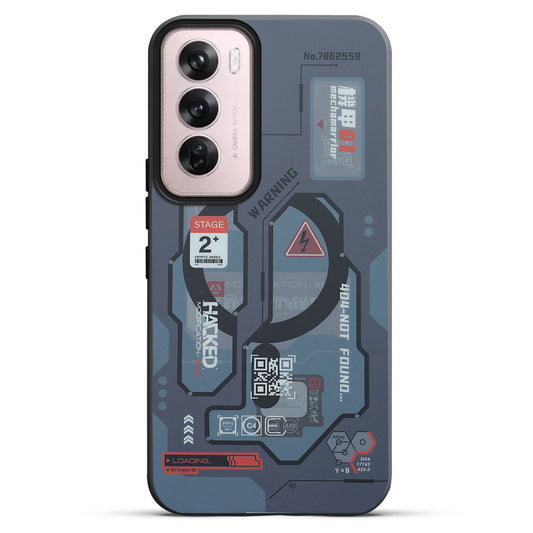 Mechanical Circuit Sector Print Hard Back Cover For Oppo Reno 12 Pro 5G