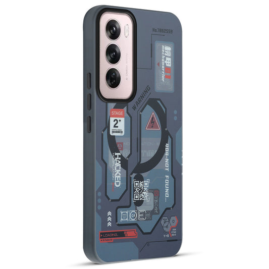 Mechanical Circuit Sector Print Hard Back Cover For Oppo Reno 12 Pro 5G