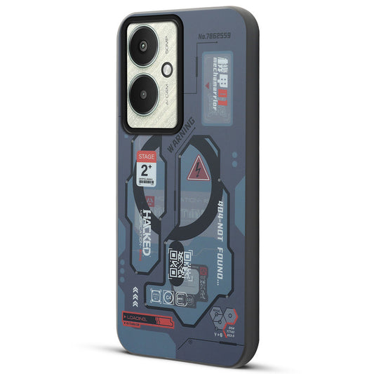 Mechanical Circuit Sector Print Hard Back Cover For Poco M6 5G