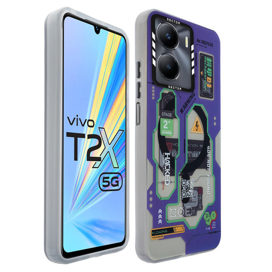 Mechanical Circuit Sector Print Hard Back Cover For Vivo T2x 5G
