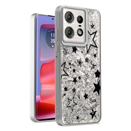 Shiny Foil Design Printed Back Case for Motorola Moto Edge 50 Pro 5G With Soft Edges with Glossy Semi-Hard Back