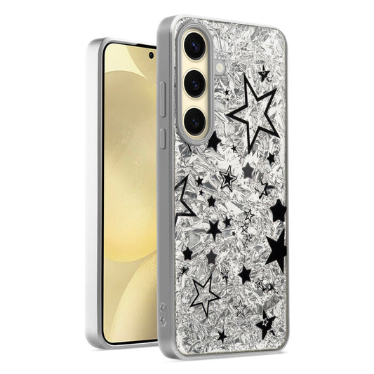 Shiny Foil Design Printed Back Case for Samsung S25 5G With Soft Edges with Glossy Semi-Hard Back