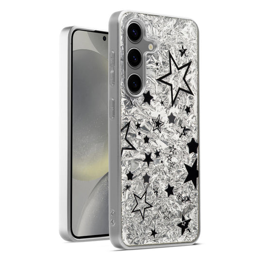 Shiny Foil Design Printed Back Case for Samsung S24 5G With Soft Edges with Glossy Semi-Hard Back