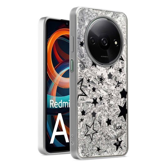 Shiny Foil Design Printed Back Case for Redmi A3 With Soft Edges with Glossy Semi-Hard Back