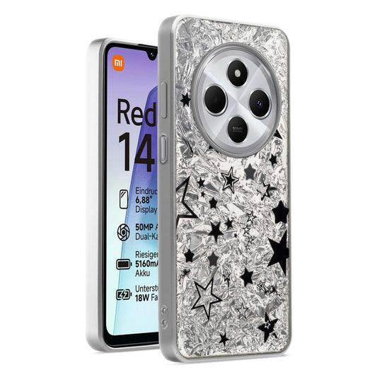 Shiny Foil Design Printed Back Case for Redmi 14C 5G With Soft Edges with Glossy Semi-Hard Back
