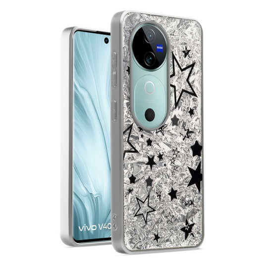 Shiny Foil Design Printed Back Case for Vivo V40 5G With Soft Edges with Glossy Semi-Hard Back