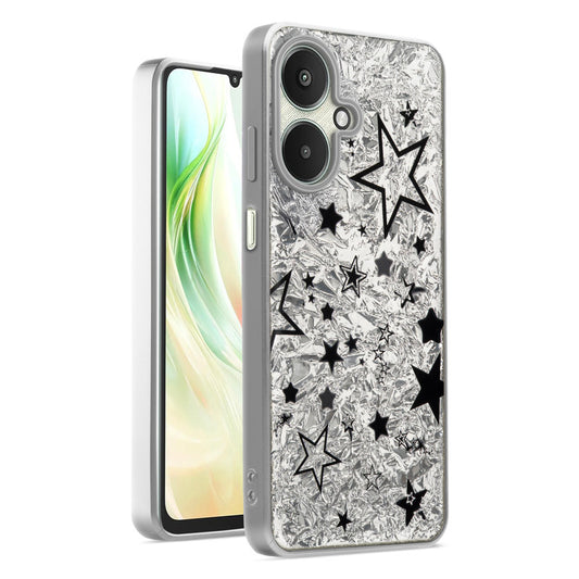 Shiny Foil Design Printed Back Case for Redmi 13C 5G With Soft Edges with Glossy Semi-Hard Back