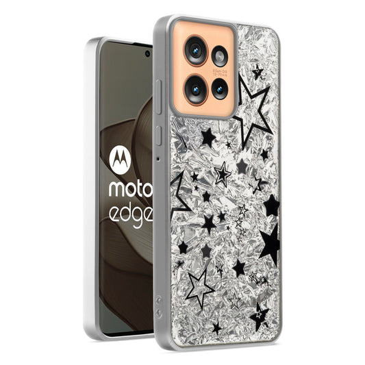 Shiny Foil Design Printed Back Case for Motorola Moto Edge 50 5G With Soft Edges with Glossy Semi-Hard Back