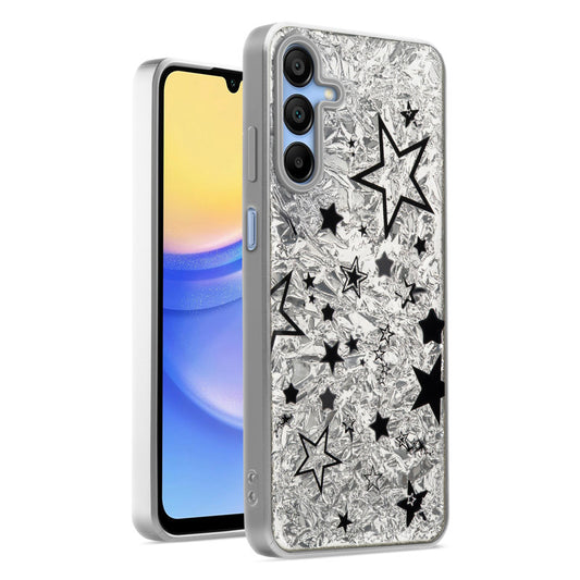 Shiny Foil Design Printed Back Case for Samsung A15 5G With Soft Edges with Glossy Semi-Hard Back