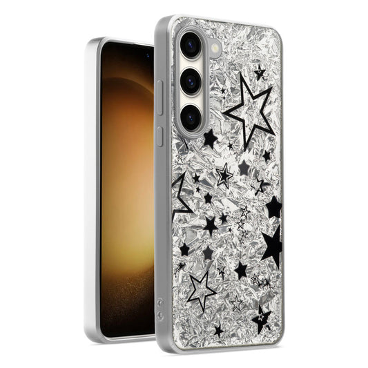 Shiny Foil Design Printed Back Case for Samsung S23 5G With Soft Edges with Glossy Semi-Hard Back