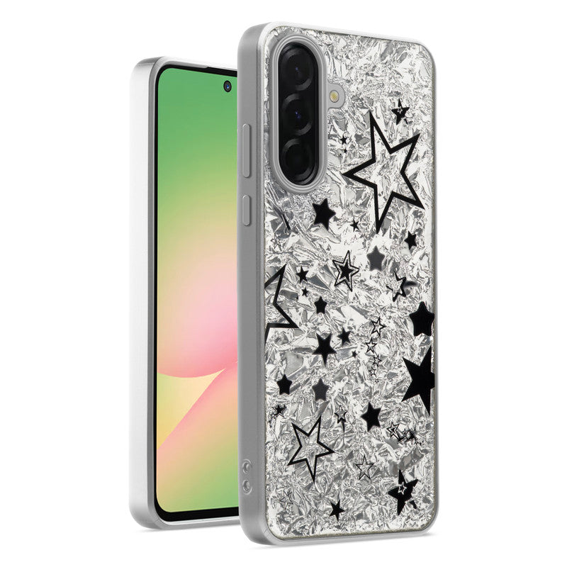 Shiny Foil Design Printed Back Case for Samsung A56 5G With Soft Edges with Glossy Semi-Hard Back