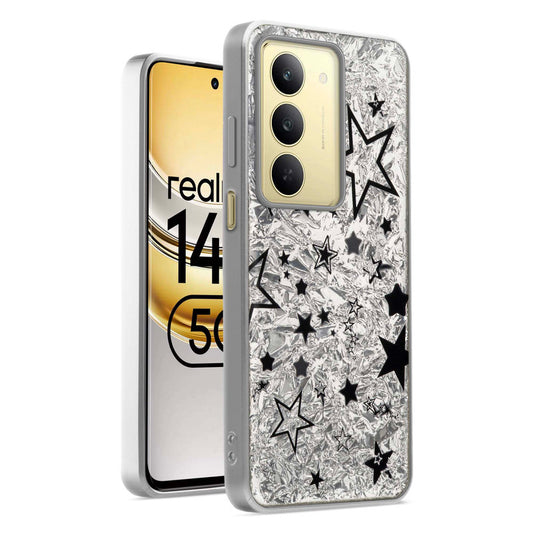 Shiny Foil Design Printed Back Case for Realme 14x 5G With Soft Edges with Glossy Semi-Hard Back