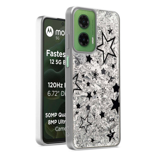 Shiny Foil Design Printed Back Case for Motorola G35 5G With Soft Edges with Glossy Semi-Hard Back