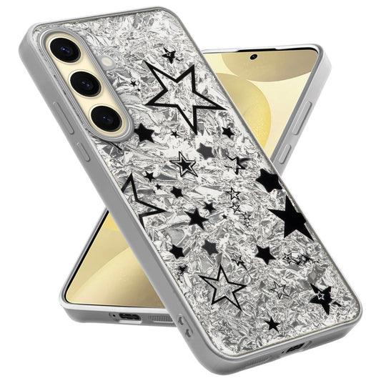 Shiny Foil Design Printed Back Case for Samsung S25 5G With Soft Edges with Glossy Semi-Hard Back