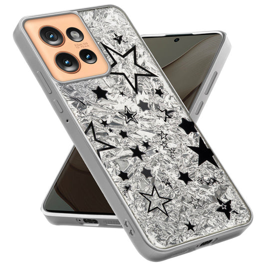 Shiny Foil Design Printed Back Case for Motorola Moto Edge 50 5G With Soft Edges with Glossy Semi-Hard Back