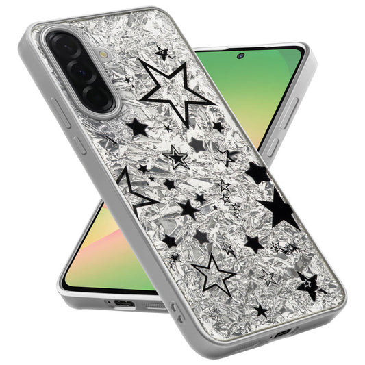 Shiny Foil Design Printed Back Case for Samsung A56 5G With Soft Edges with Glossy Semi-Hard Back