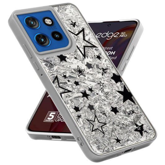 Shiny Foil Design Printed Back Case for Motorola Moto Edge 50 Neo 5G With Soft Edges with Glossy Semi-Hard Back