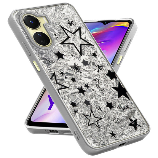 Shiny Foil Design Printed Back Case for Vivo Y16 With Soft Edges with Glossy Semi-Hard Back