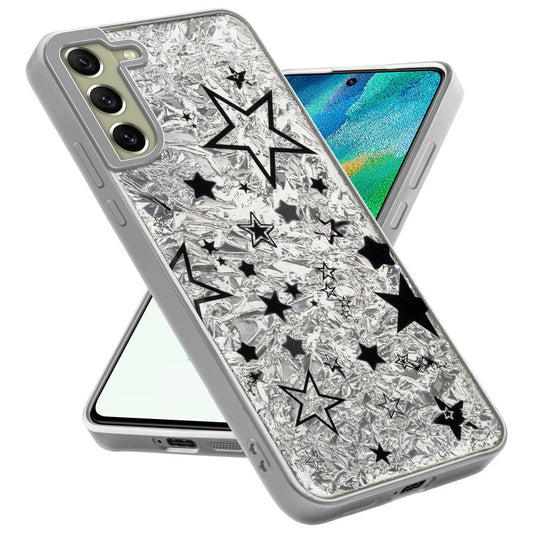 Shiny Foil Design Printed Back Case for Samsung S21 FE 5G With Soft Edges with Glossy Semi-Hard Back