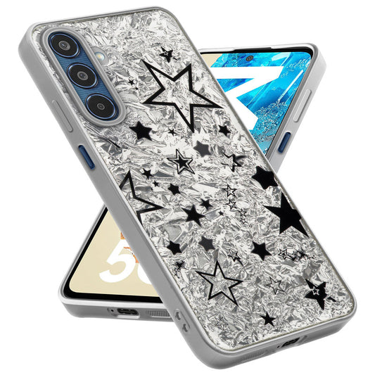 Shiny Foil Design Printed Back Case for Samsung M35 5G With Soft Edges with Glossy Semi-Hard Back