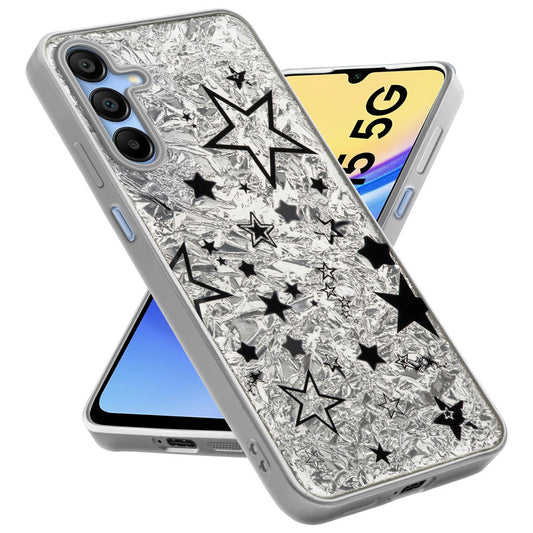 Shiny Foil Design Printed Back Case for Samsung A15 5G With Soft Edges with Glossy Semi-Hard Back