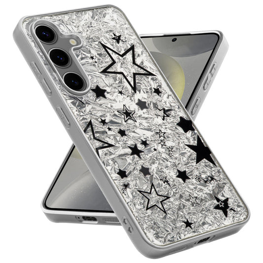 Shiny Foil Design Printed Back Case for Samsung S24 5G With Soft Edges with Glossy Semi-Hard Back