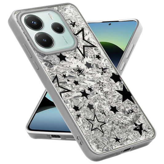 Shiny Foil Design Printed Back Case for Redmi Note 14 5G With Soft Edges with Glossy Semi-Hard Back