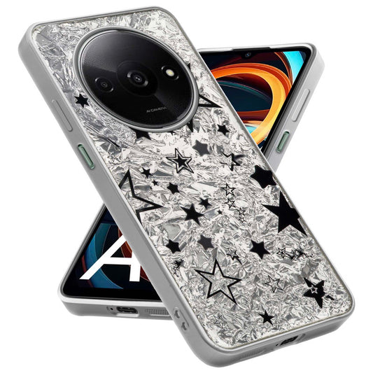 Shiny Foil Design Printed Back Case for Redmi A3 With Soft Edges with Glossy Semi-Hard Back