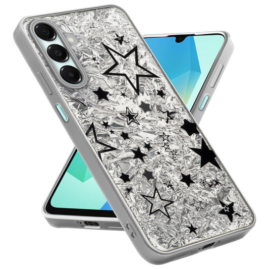 Shiny Foil Design Printed Back Case for Samsung A16 5G With Soft Edges with Glossy Semi-Hard Back